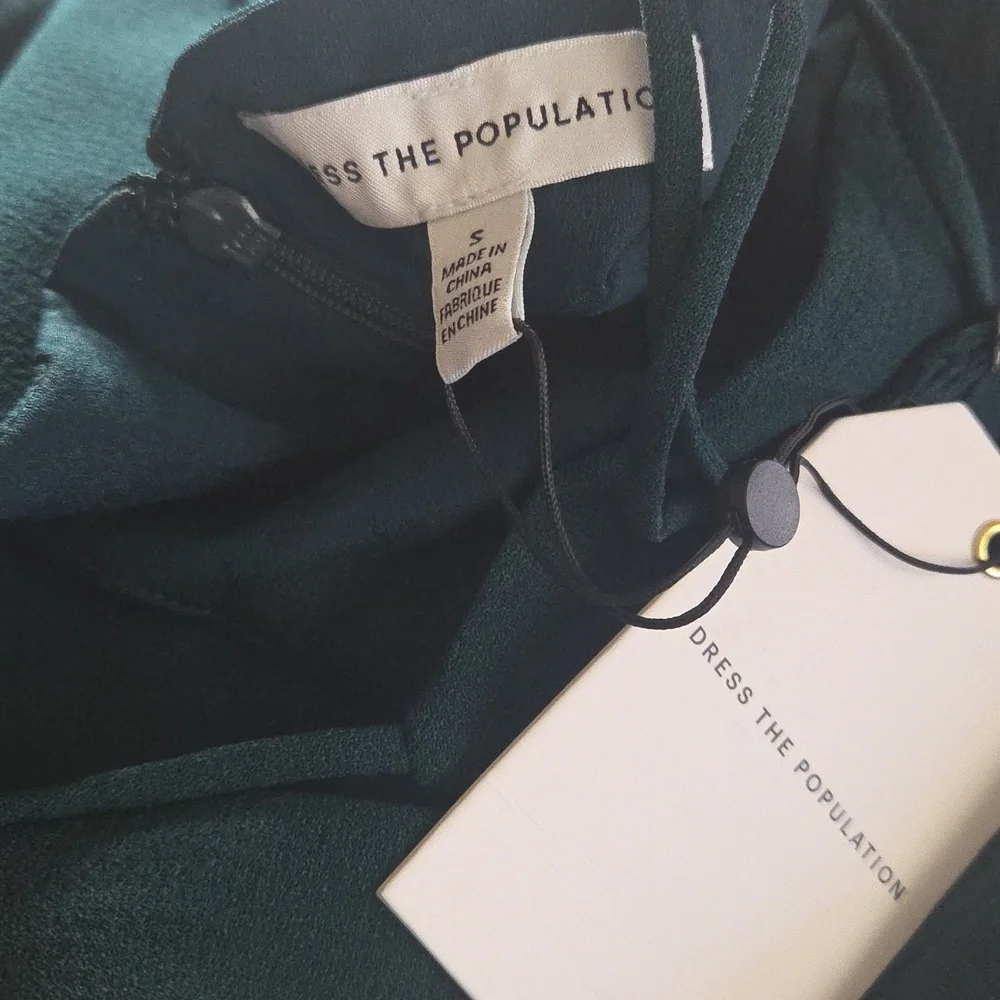 Dress The Population Jumpsuit S Wide Leg Emmet NWT $258 Pine Green - Picture 4 of 10